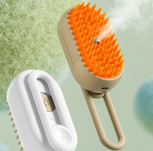 GleeKart® 3-in-1 Electric Pet Steam Brush with One-Click Spray Comb – Removes Loose & Floating Hair Easily