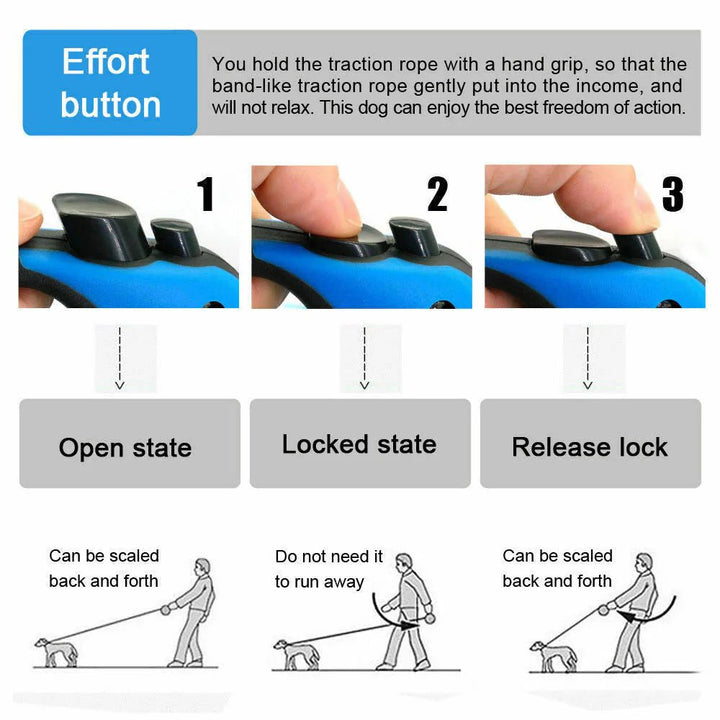Automatic Retractable Dog Leash - Dual Size Options with Brake & Lock Safety System - GleeKart
