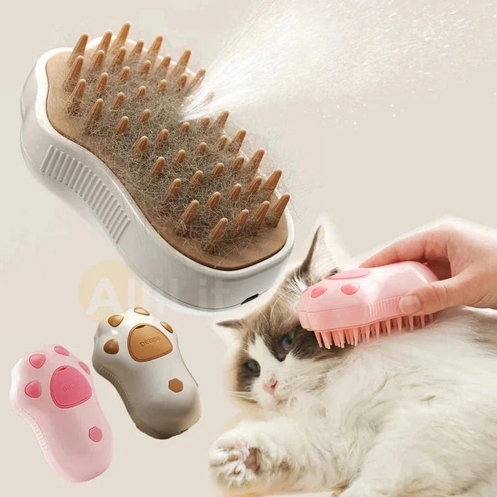 Electric Cat Steam Brush – 3 - In - 1 Pet Grooming Comb with Water Spray for Cats and Dogs, USB Rechargeable - GleeKart