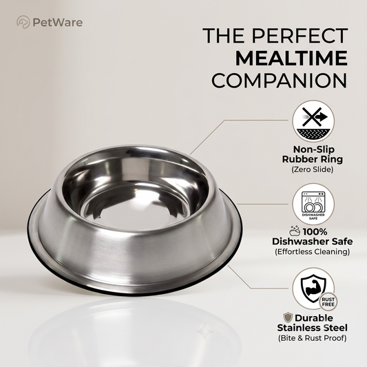 GleeKart® Grip-Tight Stainless Steel Dog Bowl - Set of 2