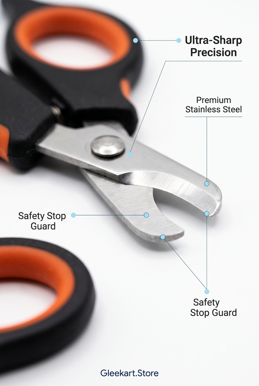 GleeKart™ Premium Stainless Steel Pet Nail Clipper & Scissor Tool – Medium, Black