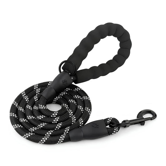 GleeKart® Reflective Rope Dog Leash – Padded Handle, 360° Metal Clasp, 5 ft | For Small, Medium & Large Dogs