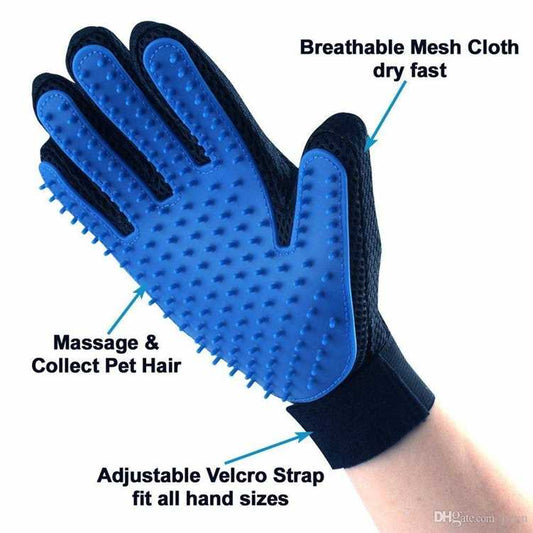 GleeKart® Pet Hair Remover Glove, Enhance Pet Grooming Glove, D-shedding Glove for Dog and Cat (Blue-Black, Standard)